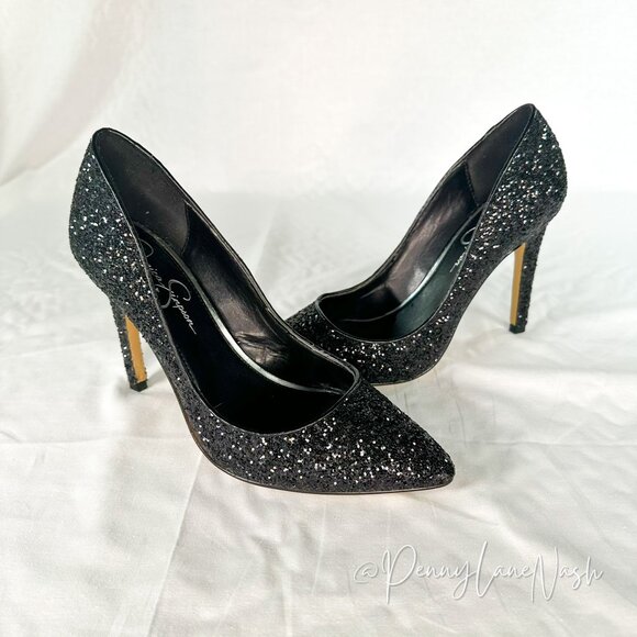 Jessica Simpson Shoes - Jessica Simpson Veronica Glitter Pumps Black Size 8